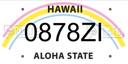 0878ZI Hawaii License Plate