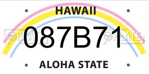087B71 Hawaii License Plate