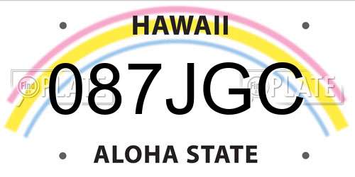 087JGC Hawaii License Plate