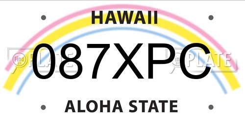 087XPC Hawaii License Plate