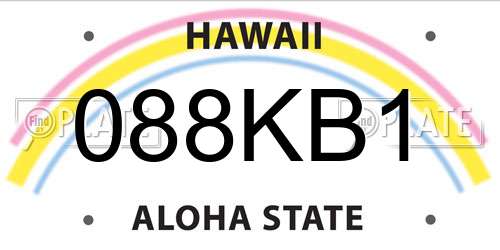 088KB1 Hawaii License Plate
