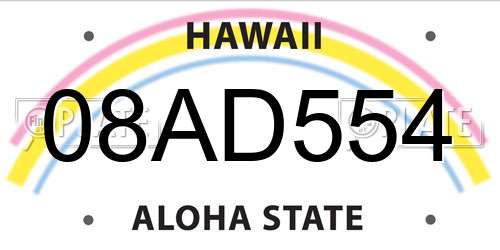 08AD554 Hawaii License Plate