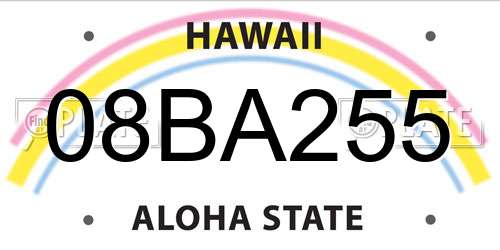 08BA255 Hawaii License Plate