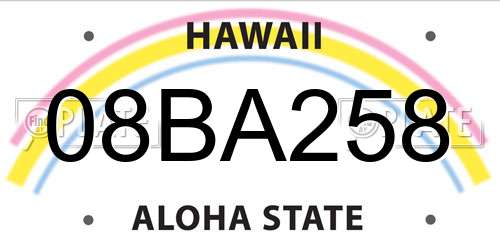 08BA258 Hawaii License Plate