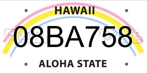 08BA758 Hawaii License Plate