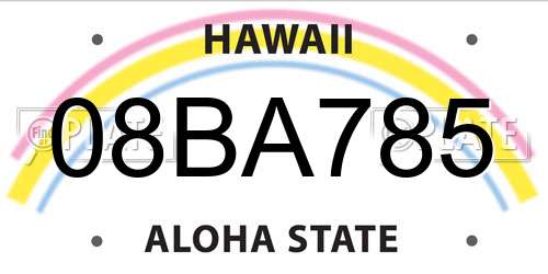 08BA785 Hawaii License Plate