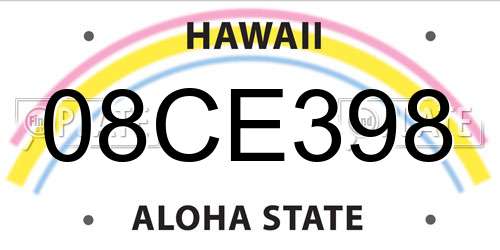 08CE398 Hawaii License Plate
