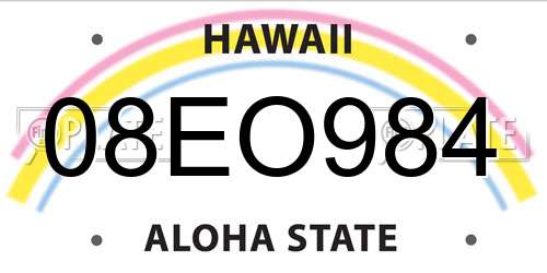 08EO984 Hawaii License Plate