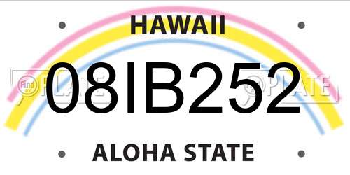 08IB252 Hawaii License Plate