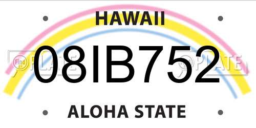 08IB752 Hawaii License Plate