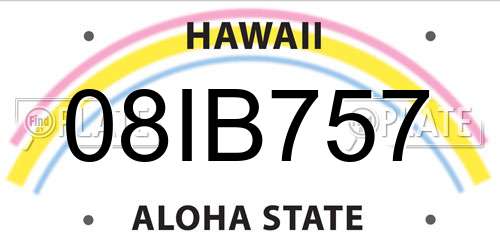 08IB757 Hawaii License Plate