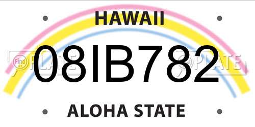 08IB782 Hawaii License Plate