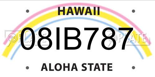 08IB787 Hawaii License Plate
