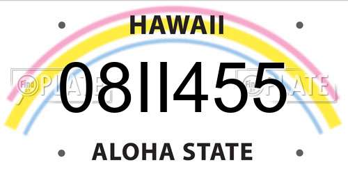 08II455 Hawaii License Plate