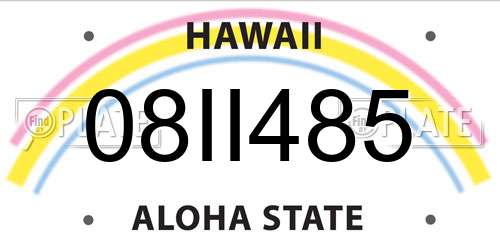 08II485 Hawaii License Plate