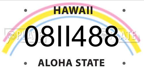 08II488 Hawaii License Plate