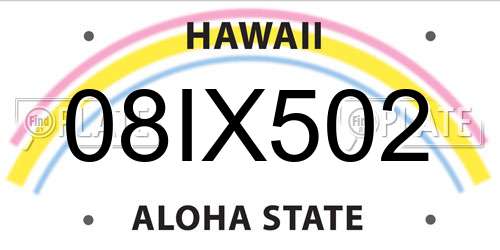 08IX502 Hawaii License Plate