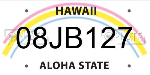 08JB127 Hawaii License Plate