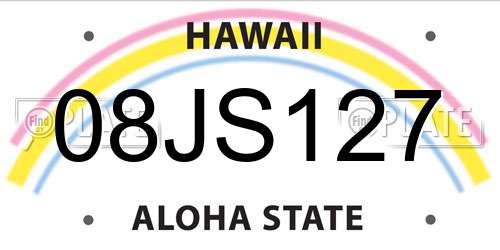 08JS127 Hawaii License Plate