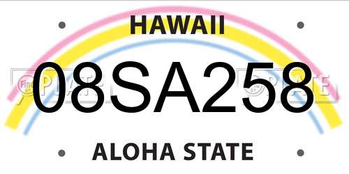 08SA258 Hawaii License Plate