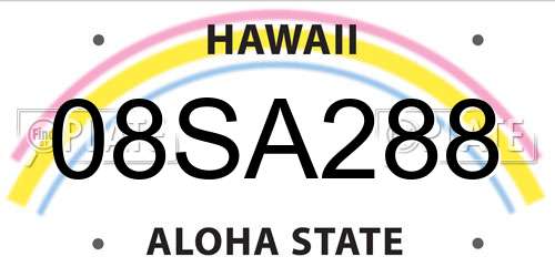 08SA288 Hawaii License Plate