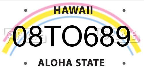 08TO689 Hawaii License Plate