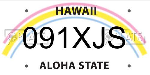 091XJS Hawaii License Plate