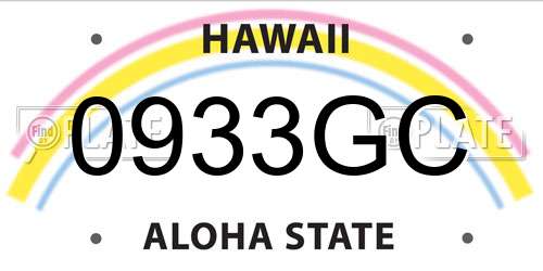 0933GC Hawaii License Plate