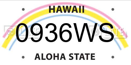 0936WS Hawaii License Plate