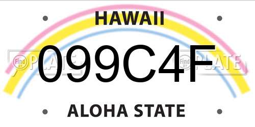 099C4F Hawaii License Plate