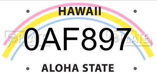 0AF897 Hawaii License Plate