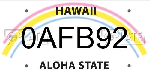 0AFB92 Hawaii License Plate