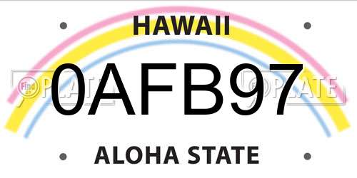 0AFB97 Hawaii License Plate