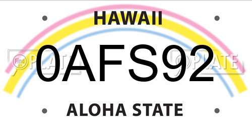 0AFS92 Hawaii License Plate