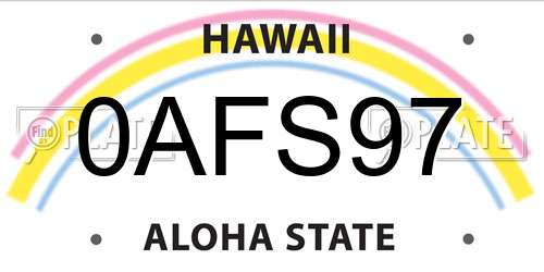 0AFS97 Hawaii License Plate