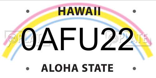 0AFU22 Hawaii License Plate