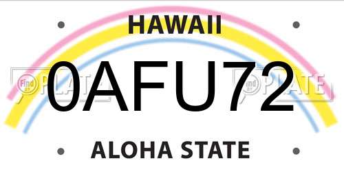 0AFU72 Hawaii License Plate