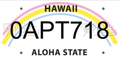 0APT718 Hawaii License Plate