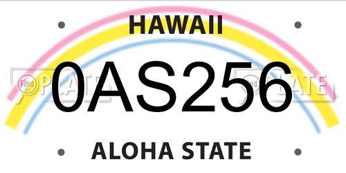 0AS256 Hawaii License Plate