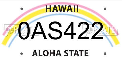0AS422 Hawaii License Plate