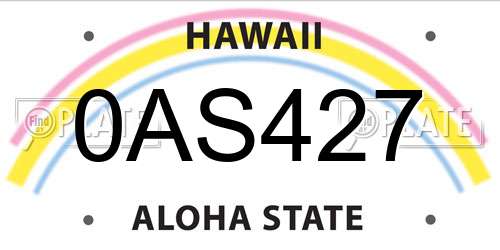 0AS427 Hawaii License Plate
