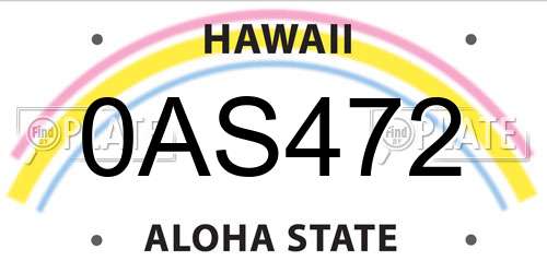 0AS472 Hawaii License Plate