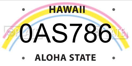 0AS786 Hawaii License Plate