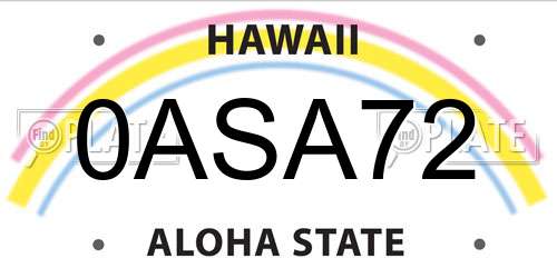 0ASA72 Hawaii License Plate