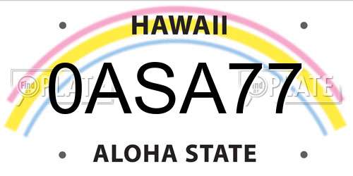 0ASA77 Hawaii License Plate