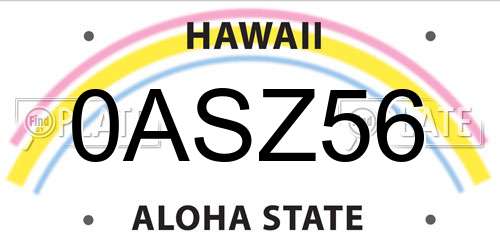 0ASZ56 Hawaii License Plate