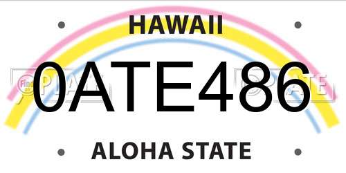 0ATE486 Hawaii License Plate