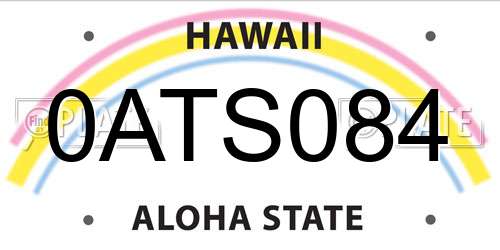 0ATS084 Hawaii License Plate