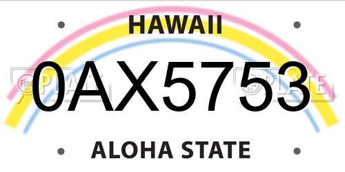 0AX5753 Hawaii License Plate