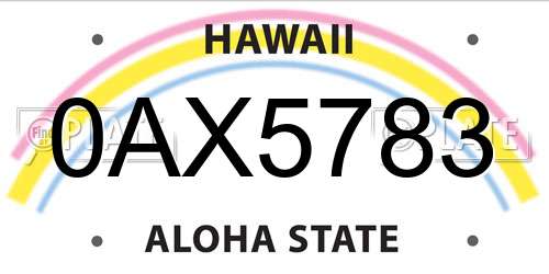 0AX5783 Hawaii License Plate